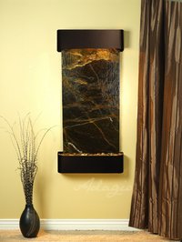 Adagio Water Features - Blackened Copper Rainforest Green Authentic Marble