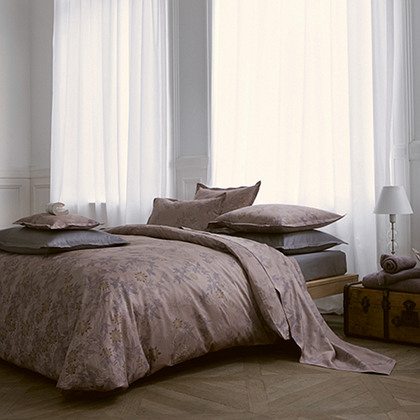 Alexandre Turpault Aurore Bedding is 100% Egyptian Cotton Sateen and includes a duvet, flat sheet, shams.