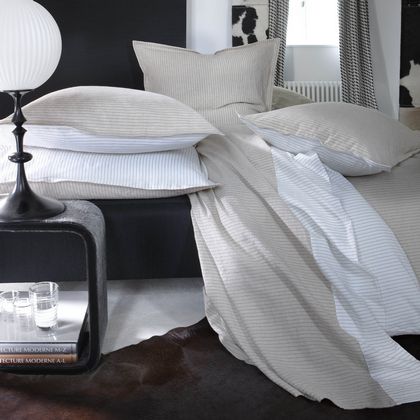 Alexandre Turpault Camara Bedding is 50% linen/50% cotton and includes a duvet, flat sheet, fitted sheet, shams.