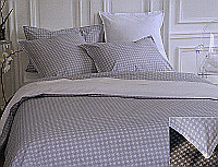 Alexandre Turpault Chaplin Percale Bedding is 100% Egyptian cotton and includes a duvet, flat sheet and shams.