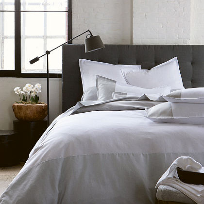 Alexandre Turpault Gabin Bedding is 50% linen/50% cotton and includes a duvet, flat sheet, shams.