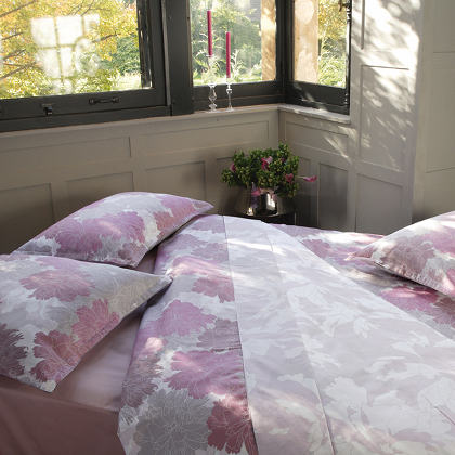 Alexandre Turpault Gaia Bedding includes a duvet, flat sheet, shams and a quilt.