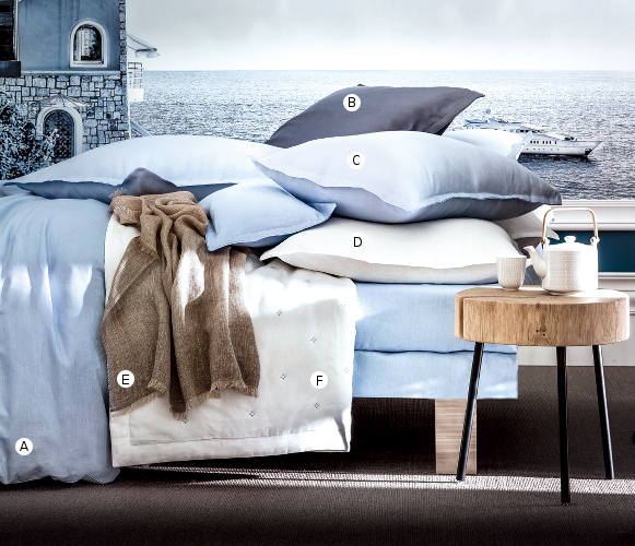 Alexandre Turpault Leo Bedding is 100% linen and includes a duvet, flat sheet, shams, pillowcase.