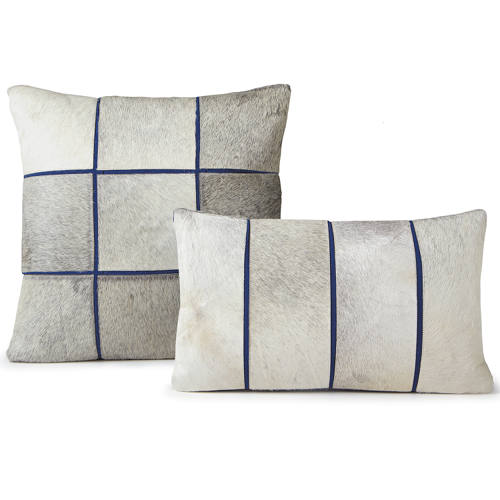 Fibre by Auskin Segments and Oblong Blue Cowhide Decorative Pillows