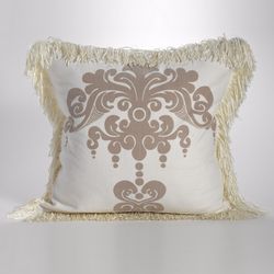 Couture Dreams Enchantique Decorative Pillows - Sable with Ivory Fringe.