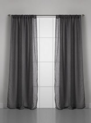 Couture Dreams Solid Linen Gauze Window Curtain - Slate Grey