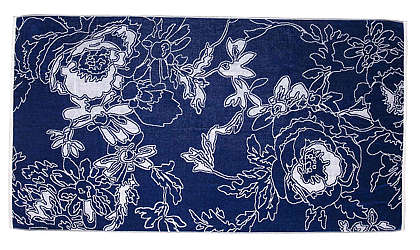 Elaiva Allurments Blue Graphic Flowers Beach Towels - Horizontal View
