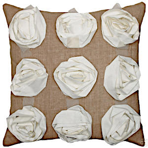 Emdee International Burlap Deco Rose Decorative Pillow