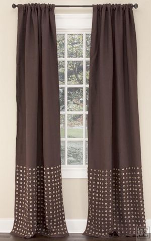 Emdee International Burlap Button Drape - This panel features a bottom border of coconut shell buttons that are individually hand-sewn onto the panel.