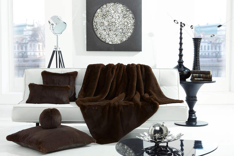 Evelyne Prelonge Luxe Faux Fur Bed Covers & Accessories in Chocolate
