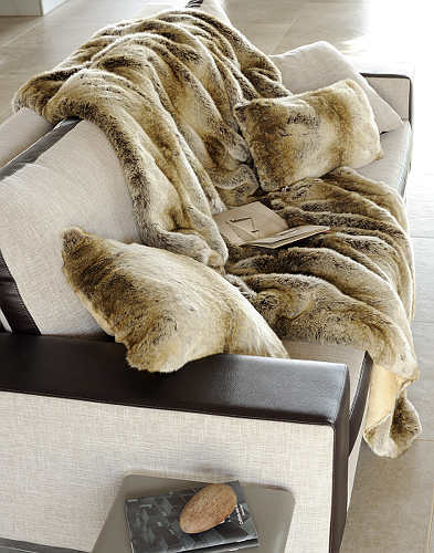 Evelyne Prelonge Luxe Faux Fur Bed Covers & Accessories in Monaco