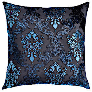 Kevin O'Brien Studio Brocade Velvet Decorative Pillow -  Cobalt Black.