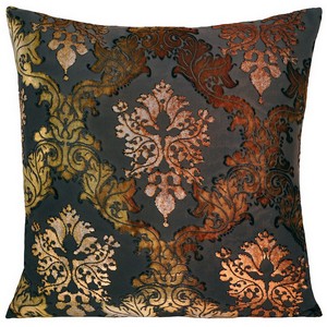 Kevin O'Brien Studio Brocade Velvet Decorative Pillow - Copper Ivy