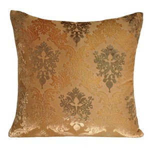 Kevin O'Brien Studio Brocade Velvet Decorative Pillow - Gold Beige