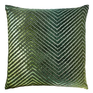 Kevin OBrien Studio Chevron Velvet Decorative Pillow - Evergreen (22x22).