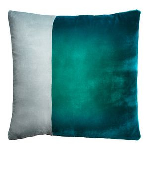 Kevin O'Brien Studio Color Block Velvet Throw Pillow in color Pacific (Back)