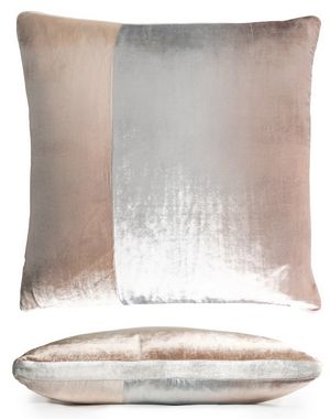 Kevin O'Brien Studio Color Block Velvet Throw Pillow in color Latte (Front)