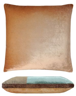 Kevin O'Brien Studio Color Block Velvet Throw Pillow in color Gold Beige (Back)