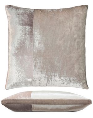 Kevin O'Brien Studio Color Block Velvet Throw Pillow in color Pearl (Back)