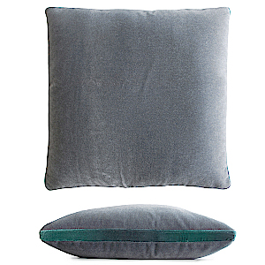 Kevin O'Brien Studio Mohair Decorative Pillows - Silver/Jade w/Tuxedo Stripe