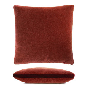 Kevin O'Brien Studio Mohair Decorative Pillows - Paprika w/Tuxedo Stripe (22x22)