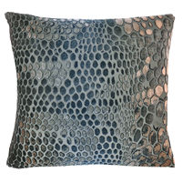 Kevin O'Brien Studio Snakeskin Velvet Decorative Pillow - Gun Metal Color