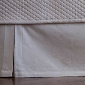 Lili Alessandra Laurie Solid Ivory Basketweave Tailored 3 Panel Bed Skirt 