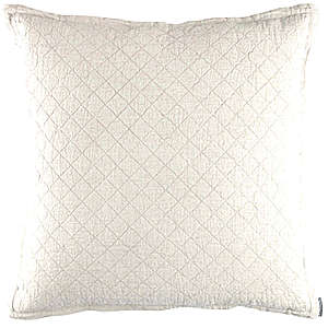 Lili Alessandra Emily 100% Linen Diamond Quilted White  Pillow - Euro