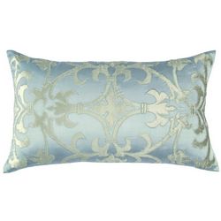 Lili Alessandra Hand Appliqued Pillows in Blue Silk With Silver Velvet Applique.