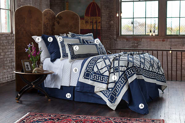 Lili Alessandra Jon L Bedding Navy Linen with Accents Bedding Collection