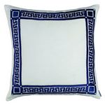 Lili Alessandra Dimitri White Linen Navy Velvet Pillow 18x30.
