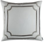 Lili Alessandra Soho White Linen with Silver Velvet Applique Pillow