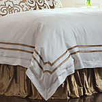 Lili Alessandra Soho Duvet White Linen with Straw Velvet Applique Duvet