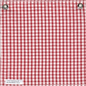 Lulla Smith Cotton Seersucker Swatch in Big Red and White Check color