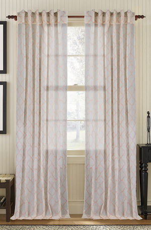Available on DefiningElegance.com - luxurious Muriel Kay Glority Sheer Drapery Panels created with 100% Cotton Organdy - beige color.