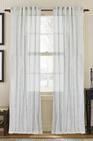 Available on DefiningElegance.com - luxurious Muriel Kay Glority Sheer Drapery Panels created with 100% Cotton Organdy - mist color.