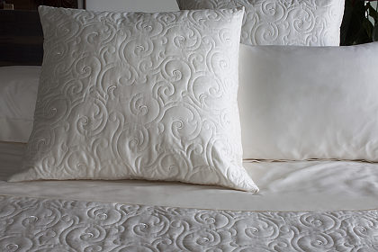 This unique embroidered quilted coverlet and sham from Signoria Firenze is offered on a cotton sateen fabric 300 TC.