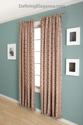 DefiningElegance.com presents lined or unlined Softline Cairo Drapery Panels and Scarf Valances. 