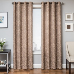 Softline Home Fashions Chia Drapery Panels in Taupe Gold color.
