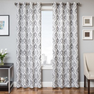 Softline Home Fashions Chia Drapery Panels in White Blue color.