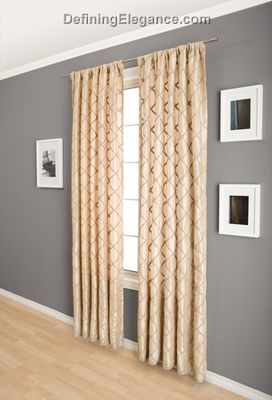 DefiningElegance.com presents lined or unlined Softline Pierre Drapery Panels and Scarf Valances. 