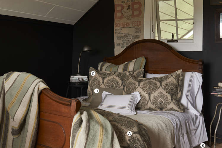 Every shade of ivory and gray and white is well represented in the Brenton Charcoal Bedding Collection by Traditions Linens.
