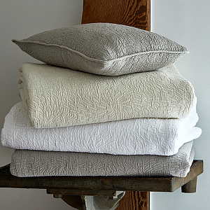 TL at home Couture Matelasse Coverlet & Shams - White Gray