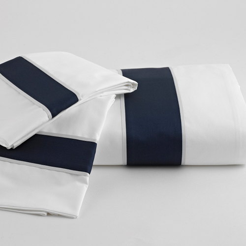 TL at home Bedding Renata Collection - White with White and Navy