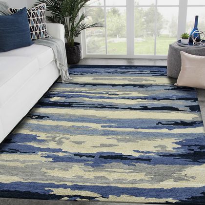 Amer Rugs  ABS-7 Abstract - Blue/Ivory - Room View