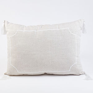 Ann Gish Pillow: Embroidered Linen