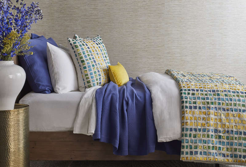 Ann Gish Designs Tesserae Throw & Pillow Collection - Room View.