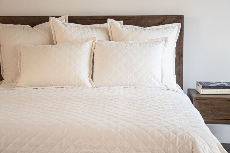 Ann Gish Designs Linen Quilt Coverlet & Sham & Bed Skirt & Pillow Collection - Room View.