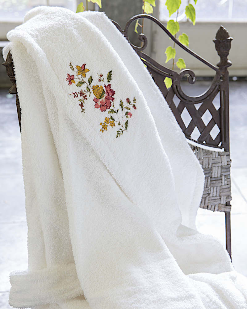 Anne de Solene Anna Bath Collection - Towels draped over chair.