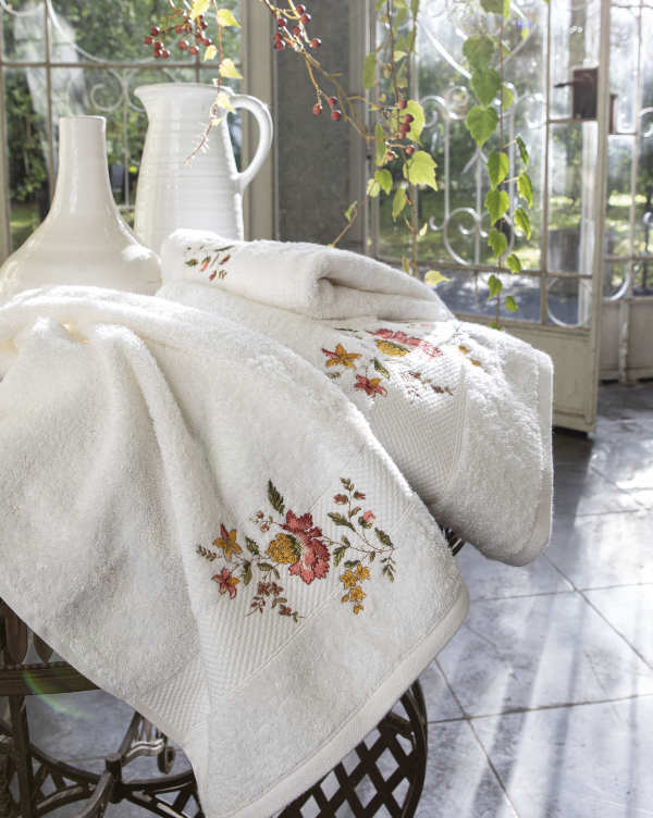 Anne de Solene Anna Bath Collection - Towels on table.